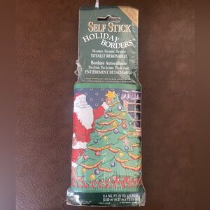 Vintage Self Stick Removable Holiday Wallpaper Border  Christmas Tree/Santa 15 F